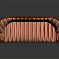 Classic Red Striped Sofa With Carved Wooden Frame And Traditional Design