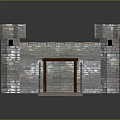 Medieval Castle Model With Stone Brick Walls Four Towers Wooden Drawbridge And Glass Door