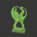 Artistic Bronze Decorative Sculpture With Two Human Figures Embracing And Square Marble Base