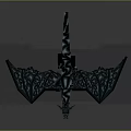 3D Fantasy Mechanical Dragon Creature with Glowing Blue Eyes and Intricate Wing Patterns