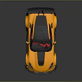 Yellow Sports Car with Black Rear Spoiler Red Interior Black Roof Stripe and Alloy Wheels