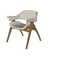 Modern Minimalist Dining Chair With Armrests Upholstered Fabric And Wooden Legs
