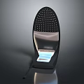 Black Perforated Laptop Cooling Stand With Reflective Surface And Stable Support Structure