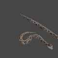 Two Snakes With Open Mouths And Patterned Skin Close Up View 3d model