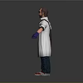 3D Biologist Character in White Lab Coat Purple Gloves Brown Bag Blue Jeans Red Sneakers