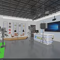 Mall Store Exhibition Hall Featuring Multi-Treasure Cabinets Photography Lights Green Carpet And Woman Walking