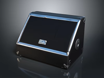 Black Electronic Audio Speaker With Silver Trim And Brand Logo Design 3d model