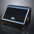 Black Electronic Audio Speaker With Silver Trim And Brand Logo Design