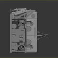 Gray Industrial Mechanical Structure Model With Complex Holes And Grid Pattern Design