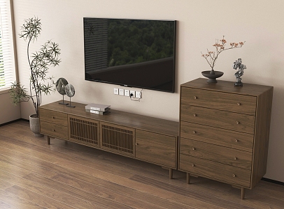 New Chinese TV Cabinet TV Vase Ornaments 3d model