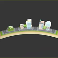 Modern Urban City Model With Colorful Buildings Streets And Green Areas