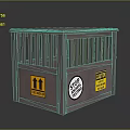Gray Decorative Ornament Set With Railing Structure And STOP CAUTION This Side Up Labels