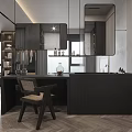 Modern Bedroom Interior With Large Bed Floor To Ceiling Window And Gray Tones Bookshelves