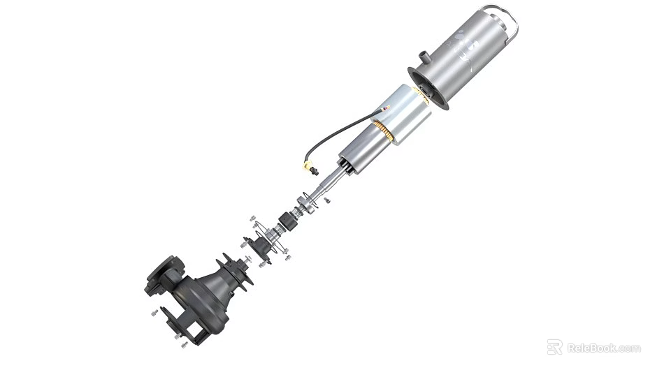 Industrial Shock Absorber With Metal Hydraulic Piston Rod And Connecting Components 3d model 