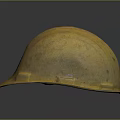 Worn Yellow Construction Hard Hat With Scratches And Surface Reflection 3d model