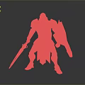 Armored Warrior Character Standing With Blue Sword And Red Shield