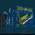 Modern Blue Pepsi Exhibition Booth Design Featuring Mannequin And Display Elements 3d model