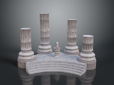 Altar Temple Shrine Hero Altar Cartoon Building Outdoor Items Realistic 3d model