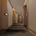 Modern Luxury Hotel Corridor Interior Design With Warm Ambient Lighting And Textured Wall Panels