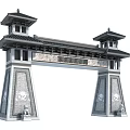 Classic Chinese Paifang Archway Featuring Pagoda Style Roofs And Stone Carvings