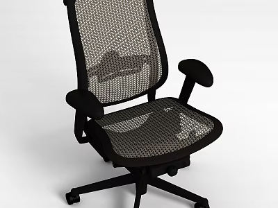 Black Office Chair With Mesh Back Mesh Seat Armrests And Wheels 3d model