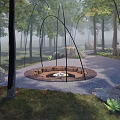 Japanese Rock Garden Design In Misty Woodland With Gravel Path And Stone Seats