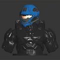 Game Movie Character 3D Model Bust With Blue Helmet Orange Visor And Gray Armor