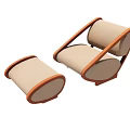 Modern Lounge Chair With Wooden Frame Beige Cushion And Matching Ottoman