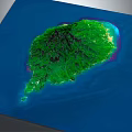 Lush Garden Landscape On Tropical Island With Green Vegetation And Blue Ocean