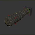 3D Model Of Military Bomb With Cylindrical Dark Gray Metal Body And Square Tail