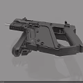 Highly Detailed 3D Model of Black Gun With Textured Surface and Shadow