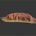 Rugged Red Rock Mountain Landscape With Lush Green Grass and Natural Path