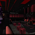 Stylish Hennessey Bar Interior With Purple Pink Lighting Sofa Seats And Bar Counter