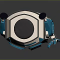 White And Blue Robot Character With Antennas Round Eyes And Waving Mechanical Arm