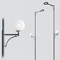 Modern Outdoor Street Lights With Round Lampshade And Spherical Design On Metal Poles