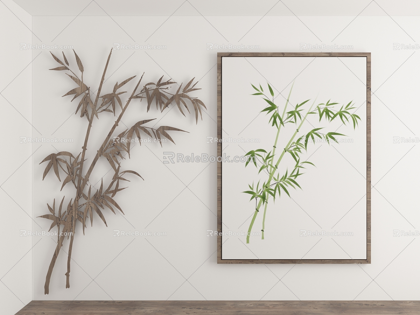 Chinese Bamboo Chinese Painting Chinese Hanging Painting Bamboo Silhouette Carving New Chinese Decorative Painting Wall Decorations Wall Stickers Bamboo Elements Bamboo Culture Bamboo Leaves 3d model