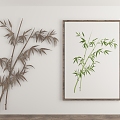 Chinese Bamboo Chinese Painting Chinese Hanging Painting Bamboo Silhouette Carving New Chinese Decorative Painting Wall Decorations Wall Stickers Bamboo Elements Bamboo Culture Bamboo Leaves 3d model