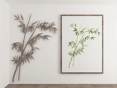 Bamboo Plant Art And Decor In Minimalist Room 3d model