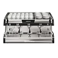 Stainless Steel Professional Espresso Machine Kitchen Appliance With Coffee Cups And Saucers