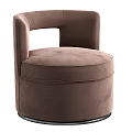 Blue Round Accent Chair With Velvet Upholstery And Comfortable Armrest Design