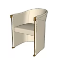 Modern Cream Upholstered Single Sofa With Metal Accents And Armrest Design