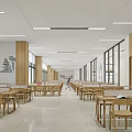 Artistic Library Interior With Wooden Furniture Bright Space And Large Windows