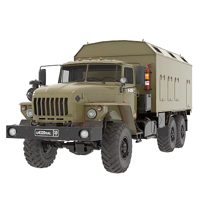 Olive Green Ural Military Truck With Six Wheels And Cargo Compartment 3d model Olive Green Ural Military Truck With Six Wheels And Cargo Compartment 3d model
