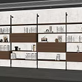 Modern Bookcase With Metal Frame Wooden Shelves Storage Drawers And Decorative Items