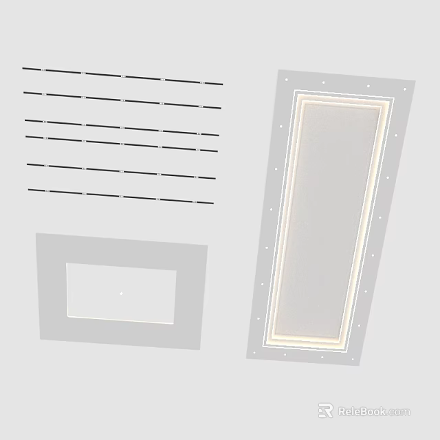 Modern Ceiling Design With Rectangular Panels Recessed Lights And Decorative Frames 3d model 