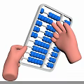 Hands Operating Blue Beaded Abacus Traditional Counting Tool For Daily Life