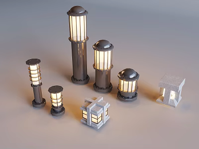 Outdoor courtyard landscape lamp new Chinese lawn lamp lawn lamp post 3d model