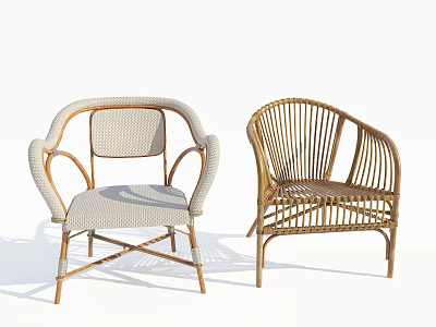Elegant Rattan Leisure Chairs Featuring Comfortable Armrests And Classic Backrest Design For Stylish Outdoor Spaces 3d model