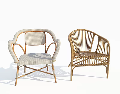 Elegant Rattan Leisure Chairs Featuring Comfortable Armrests And Classic Backrest Design For Stylish Outdoor Spaces 3d model