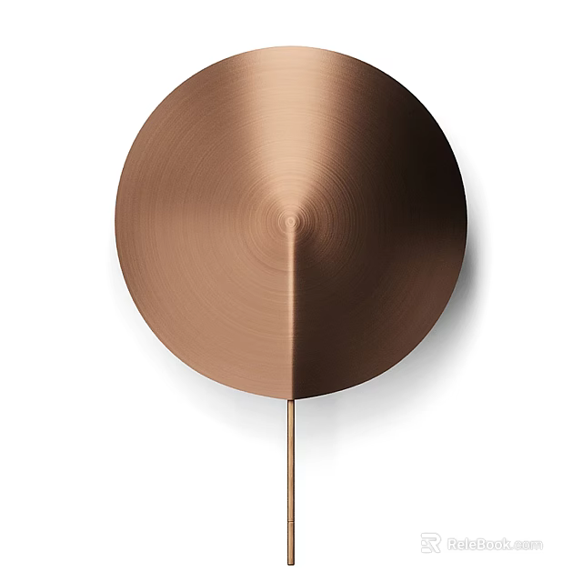 Modern Copper Round Wall Lamp with Brushed Texture and Thin Metal Stem 3d model